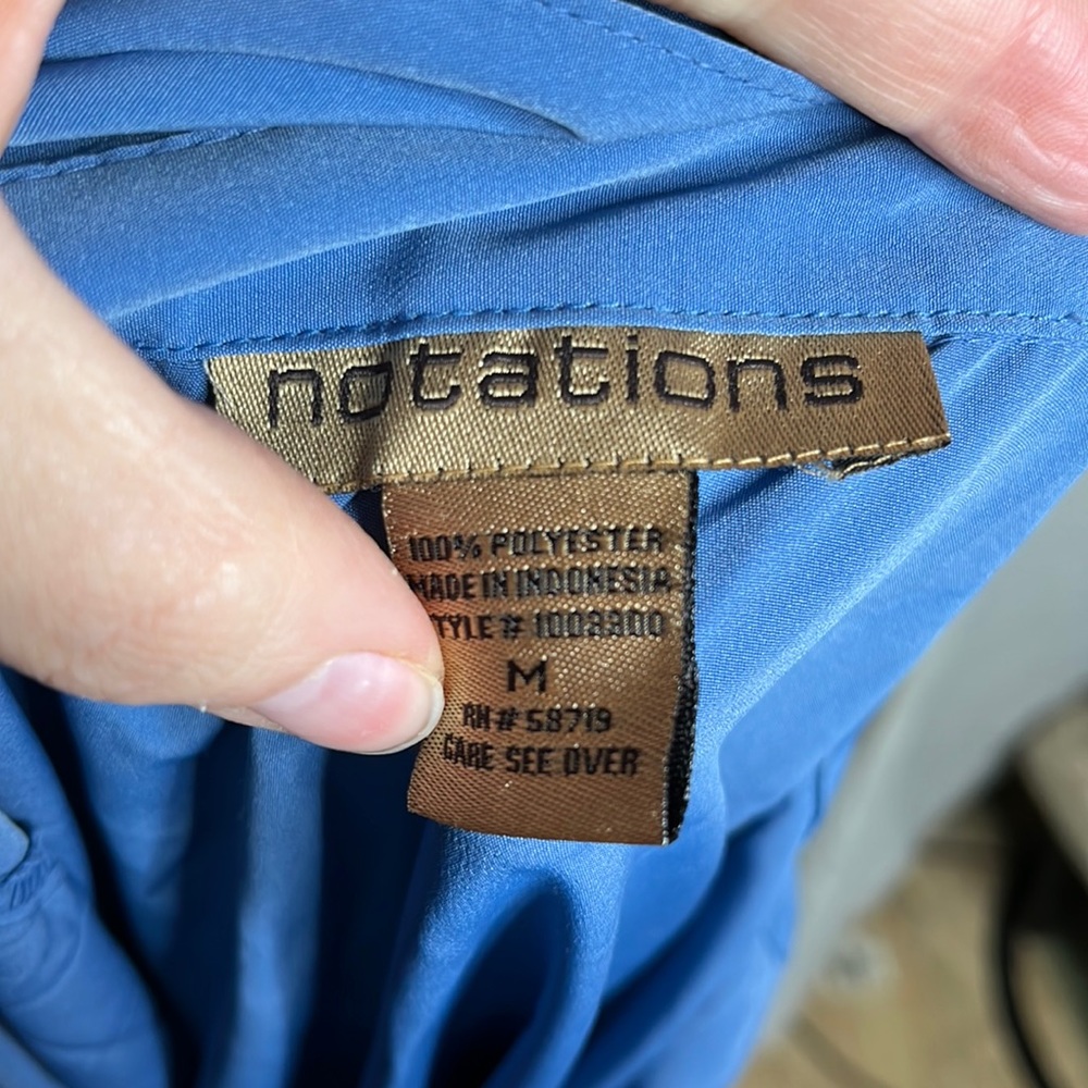 Blue Button Down Notations Blouse - image 2